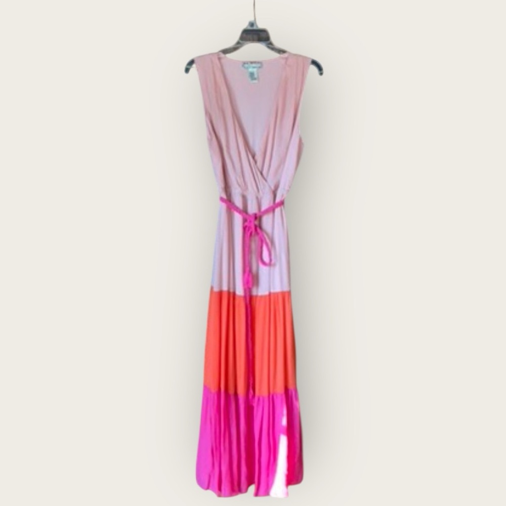 Flying Tomato A. Calin Tiered Maxi Dress Surplus Bodice Fully Lined, L